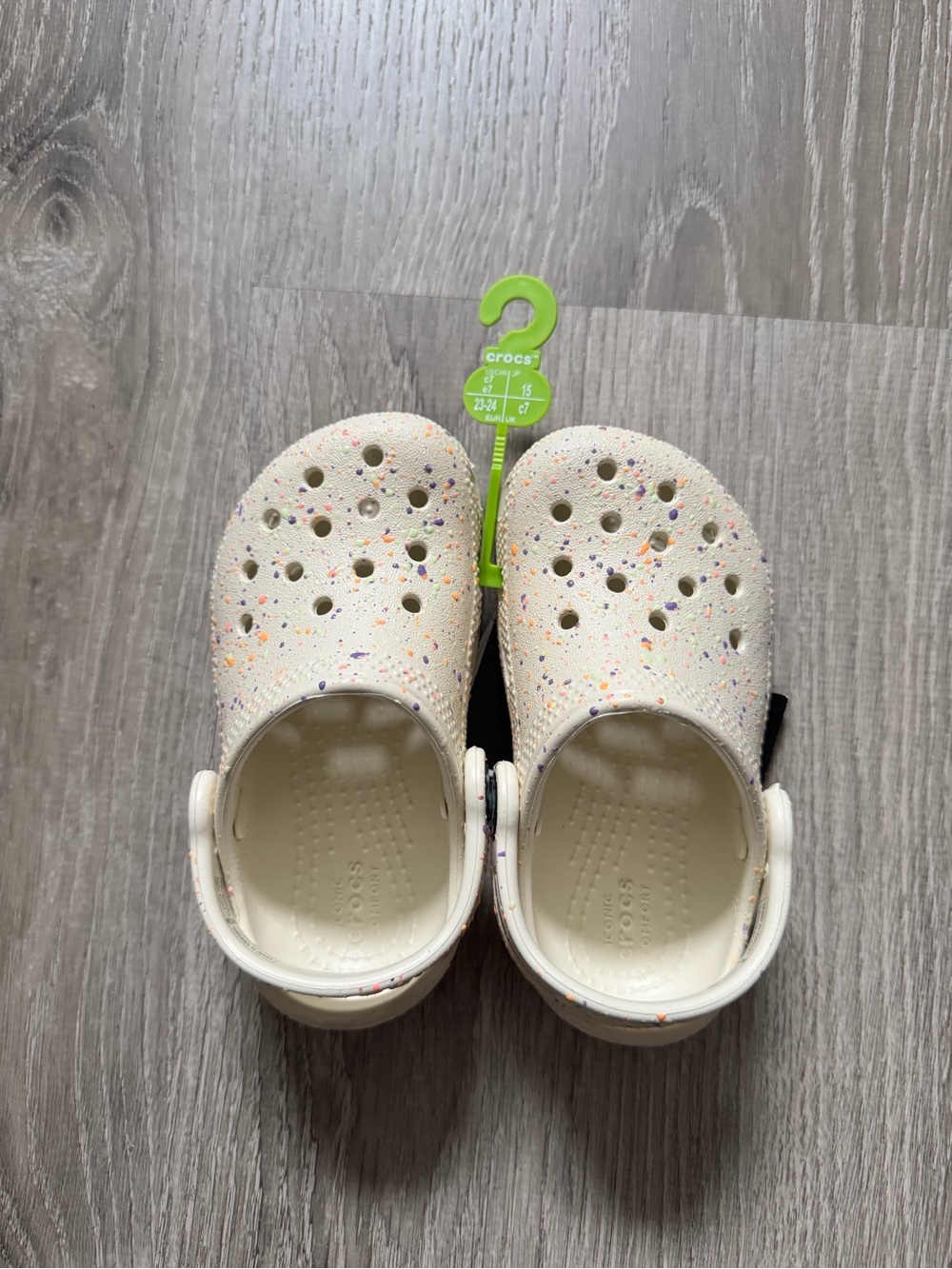 Crocs Kids Classic Clog in Cream with Multi-Color Speckle